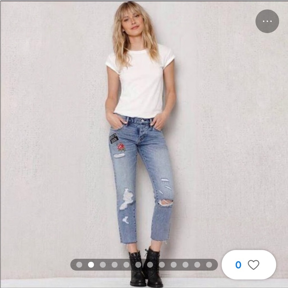 Pacsun Girlfriend Crop Patch Appliqué Jeans